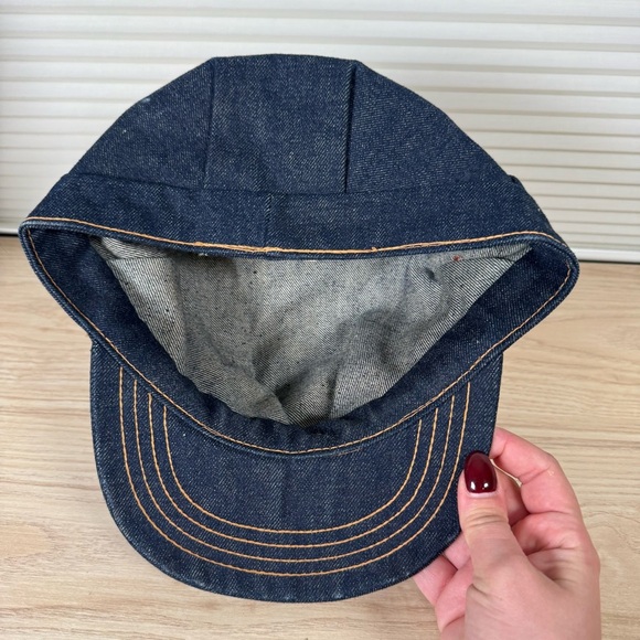 70s Vintage Levis Orange Tab Denim Conductor Hat - Picture 4 of 5